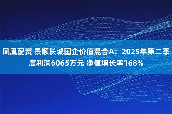 凤凰配资 景顺长城国企价值混合A：2025年第二季度利润6065万元 净值增长率168%