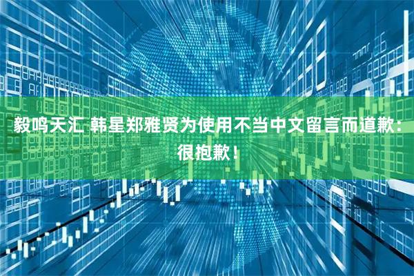 毅鸣天汇 韩星郑雅贤为使用不当中文留言而道歉：很抱歉！